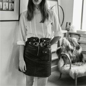 [sold] The Kooples denim western belt skirt